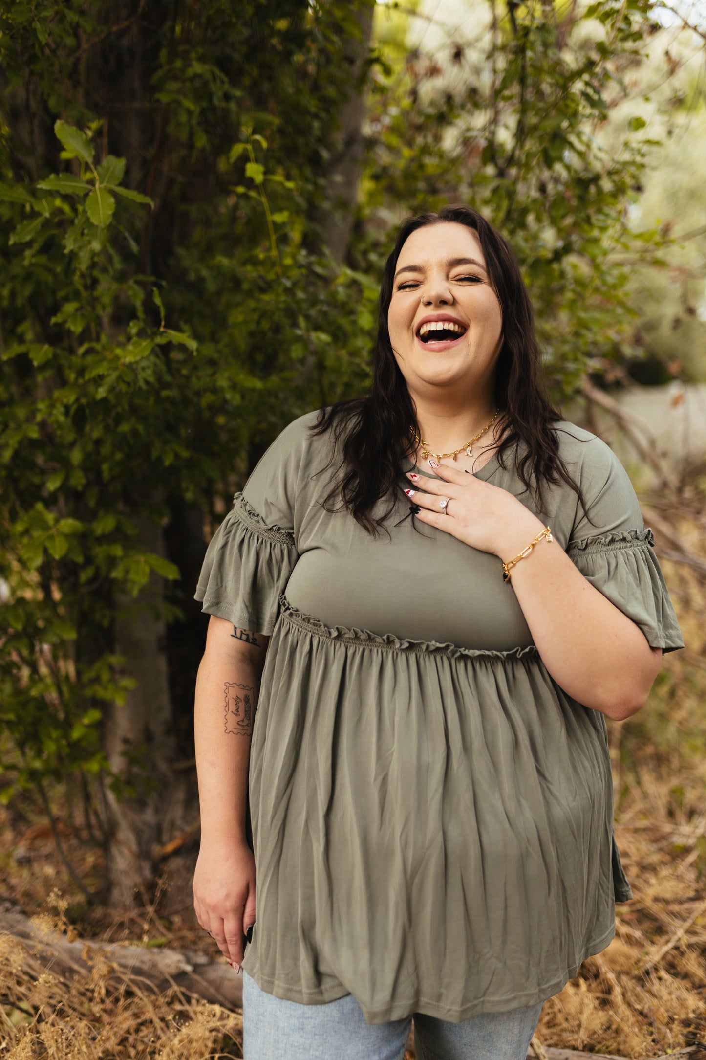 Olive Babydoll Tunic