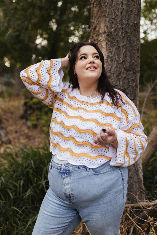 Tri-Color Hollow Sweater